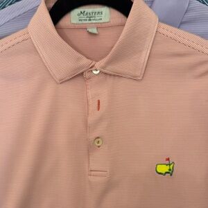Masters Pink Striped Polo Shirt with Embroidered Logo